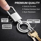 Men   s Metal Keychain Carabiner Double Ring Key Holder Ring Silver Durable Gift