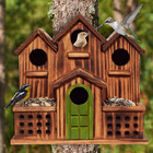 Bird House Outdoor With Feeder  6-room Wooden Birdhouse For Outdoors   Outside 