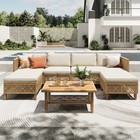 Patio Sofa Set Pe Rattan Outdoor Furniture Multiple Sectional Conversation Sofa