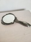 Antique Laurel Silver Art Nouveau Beveled Hand Mirror Flowers Early 1900 s