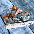 Antique Technofix Toy Motorcycle Wind Up  15 Tin Metal Toy W key Wind Works Read