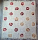 Antique Dresden Plate Compass Star Variant Patchwork Quilt Turkey Red 1800s