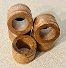 Vtg Wooden Napkin Rings Set Of 5 Ribbed Turned Wood Boho Handmade Mcm
