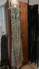 Sherri Hill Gown Size 0 Nude Strapless Pleated Chiffon Gown Dress Jeweled