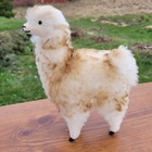 Wool Llama Real Fur Plush Figure Brown Soft Wool Stuffed Animal Toy 