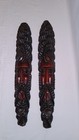 Vintage Pair Of African Jamaican Wooden Tribal Face Carving Wall Hanging 25  Mcm