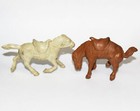 Vintage Rubber Cowboy Gun Fighter Western White Brown Bucking Horse Toy Lot  Old