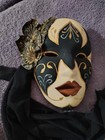 Vintage Unique Mardi Gras Style Ceramic Black  Gold    White Face Mask 