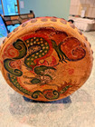 Vntg Double Sided Chinese Hide Tack Drum Dragon And Phoenix Hand Painted 1900s