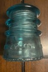Vintage Hemingray No  10 Blue   Green 2 Groove Glass Electrical Insulator Vgc