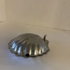 Silver Colored Clam Shell Silent Butler Ashtray With Hinged Lid