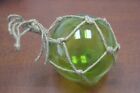 Reproduction Lime Green Glass Float Ball With Fishing Net 5   f-885