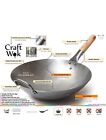 Craft Wok Traditional Hand Hammered Carbon Steel Pow Wok With Wooden 14 
