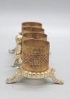 Vintage Vanity 4 Space Lipstick Holder Gold Tone Metal Filigree