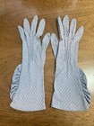Super Unique Vintage 1960s Women   s Gloves Blue Lavender Embroidery Ruffle Size 7
