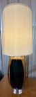 Vintage Mid Century Modern Danish Brutalist  lawrin Walnut Smoked Lucite Mcm Lamp