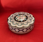 Vintage Daher Mosaic Like Textured Floral 8    Round Tin Made In England Pre-owned