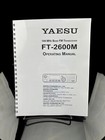 Yaesu Ft-2600m Operating Manual  62 Pages  Coil Bound  Protective Covers