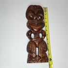 Vintage Maori Totem Tiki Tekoteko Sculpture Carved Wood Paua Shell Eyes 13 