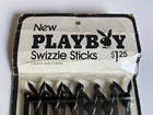 Vintage Playboy Black Swizzle Stir Sticks Bunny Head 8  Cocktail Bar - New