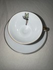 Vintage Walt Disney Disneyland Castle Tinkerbell Footed Tea Cup Saucer Gold Trim