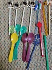 Vintage Lot Of 56 Rare Swizzle Sticks Drink Stirs Cocktail Stirrers Spoons