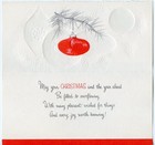 Unused Christmas Tree Ornaments  Embossed  1960s Vintage Christmas Greeting Card