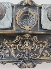 Vtg Art Nouveau Victoriancast Iron Inkwell Desk Set Pen Rest Double Glass Wells 