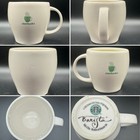 Used - Set Of  5  Starbucks Coffee Barista Mug Cup White Green - 14 Oz