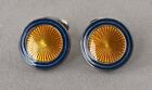 Vintage Ast Sterling Silver Birmingham England Gold   Blue Enamel Cufflinks x176