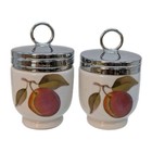 Vtg Pair Set 2 Royal Worcester Porcelain Egg Coddlers Peach   Berries England 