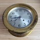 Chelsea Ship   s Bell Clock     7 25    Brass Case  Antique Shreve Crimp   Low Boston
