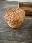 Set Of 4 Southwest Sm  Wicker Woven Storage Basket  2 W  Lids  Tray   Oval 