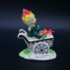 Vintage Norcrest December Poinsettia Boy Pixie On Flowers Cart Figure