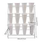 White Flower Display Stand   12pcs Buckets 3-layer Metal Plant Stand W  Wheels