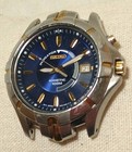Seiko Kinetic 5m62-0bt0 Wr 100m Two-tone Watch Blue Dial Sapphire New Bat 9 25
