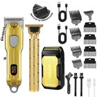 Professional Lcd Hair Clipper Trimmer Kit For Men Usb-rechargeable Barber Gift