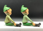 Vintage Hand Painted Elf Pixie Holland Mold Ceramic Figurines  Pair  2 