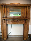 Antique Wood Fireplace Surround Mantel W  Glass Mirror