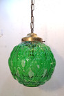 Vtg Mid Century Modern Green Glass Hanging Swag Lamp Retro 1960 s Rewired