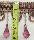  sold By The Yard  4    Tear Drop Beaded Trim Fringe Gimp Top  Purple W  Gold