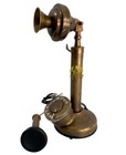 Brass Candlestick Vintage Phone Rotary Dial Antique Station Telephone Home Decor