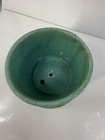 Vintage Mccoy Leaf   Berry Planter Flower Pot W attached Saucer Turquoise 4    T