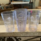 3 Vintage Pizza Hut Pepsi Clear Dimpled Glossy Plastic Cup Used 2 Styles