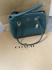 Authentic Coach Green Leather Carryall Handbag Crossbody Designer New  398