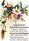 Vintage Beautiful Flowers Tennis Shoes   Racquets Victorian Trade Card Dayton oh