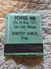 Vintage Pepper Inn Motel Matchbook San Luis Obispo Ca Highway 101 Pin-up Deco