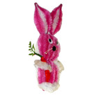 Vintage Kooky Pink Chenille Easter Basket Bunny Rabbit With Carrot Magnet Figure