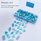 Litmind Iridescent Skyblue Stained Glass Mosaic Tiles For Crafts - 240 Pieces