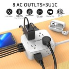 6 Ft Surge Protector Power Strip  8 Widely Outlets With 4 Usb Ports  3 Side O   